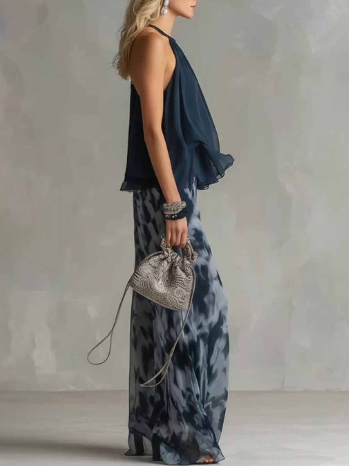 Trendsi Sleeveless Top and Tie-Dye Wide-Leg Pants Set -