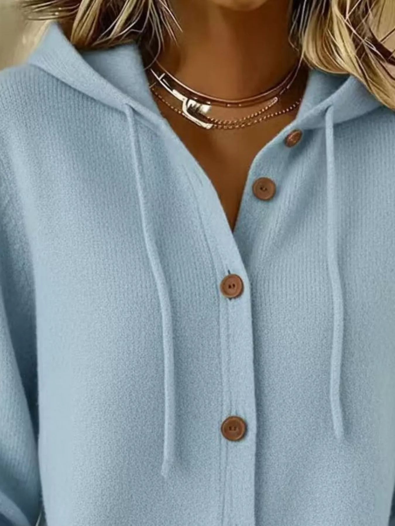 Trendsi Full Size Hooded Button-Down Knit Cardigan Plus Size -