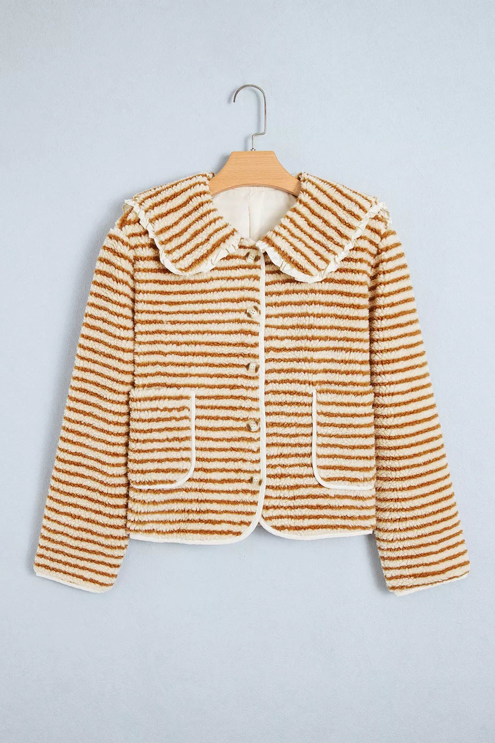 Striped fleece jacket, hanging front
