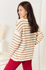 Trendsi Double Take Striped Boat Neck Sweater -