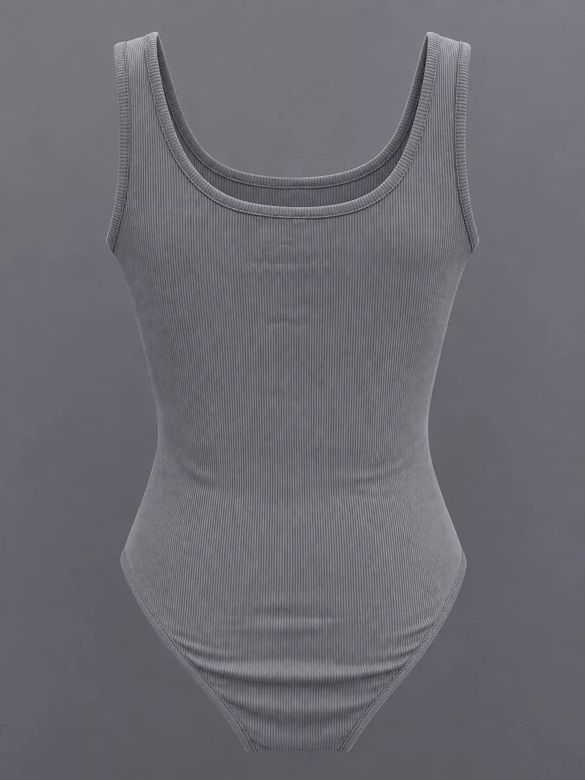 Ribbed bodysuit, dark gray front