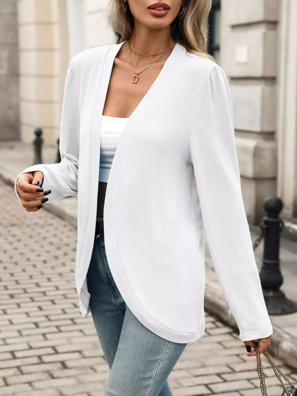 Trendsi Open Front Long Sleeve Cardigan -