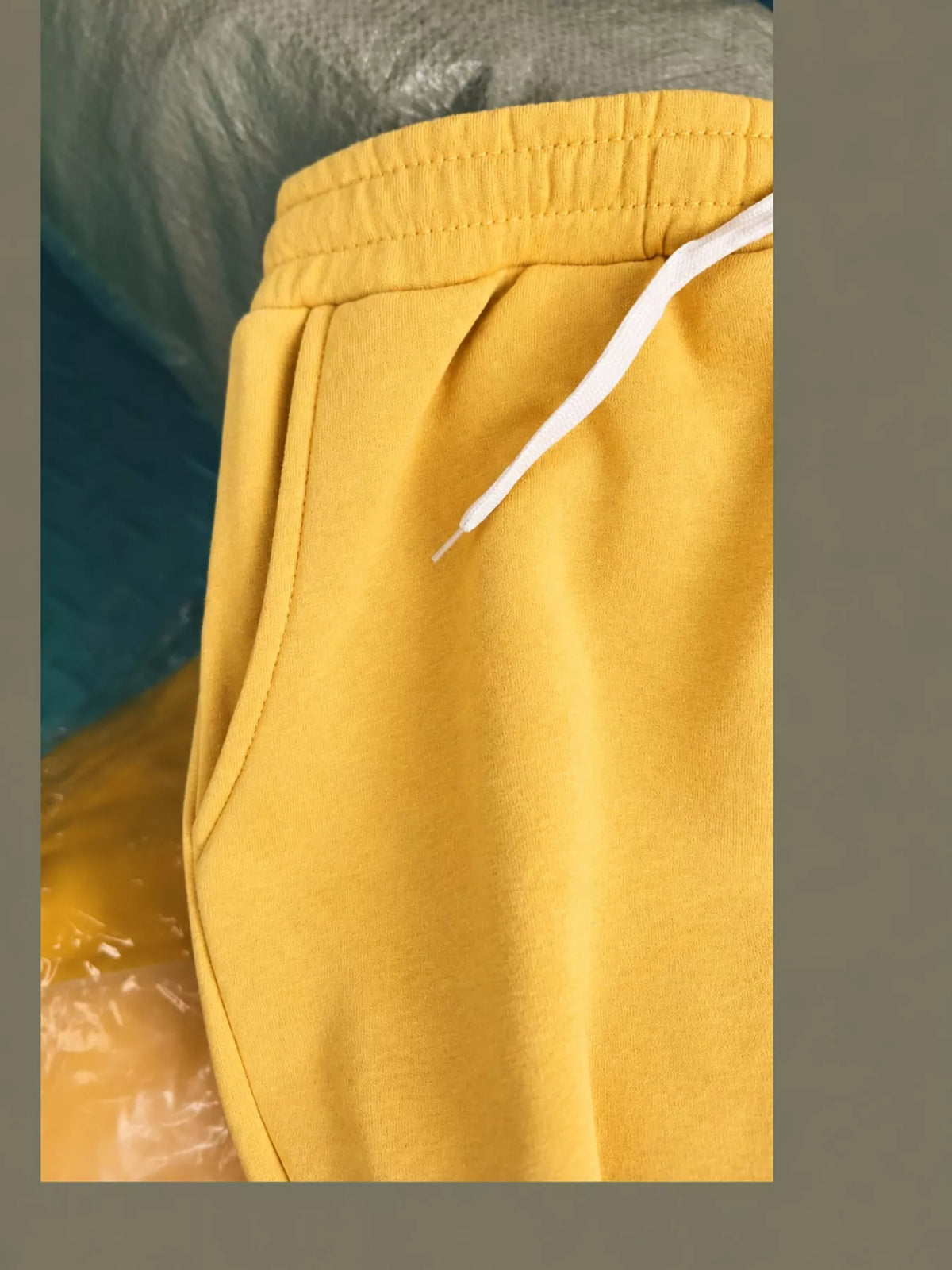Yellow wide-leg pants with drawstring
