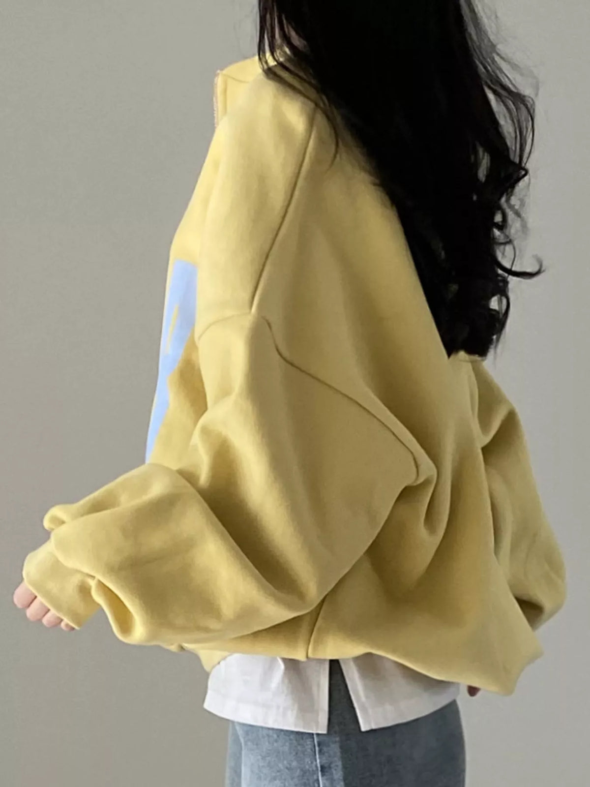 Women's Half-Zip Letter Graphic Sweatshirt in yellow — back view