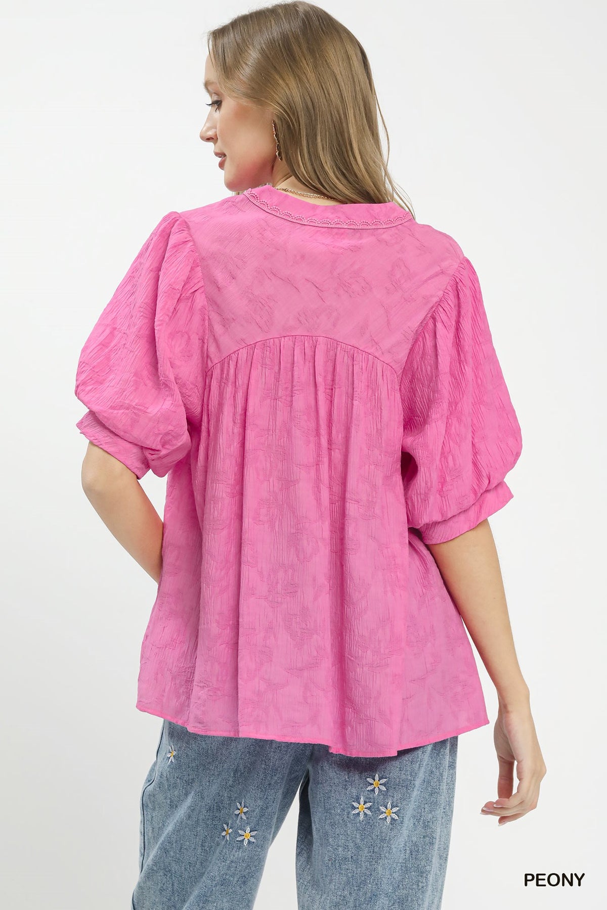 Women's Boho V-Neck Lace-Trim Flutter Sleeve Blouse — product view 3