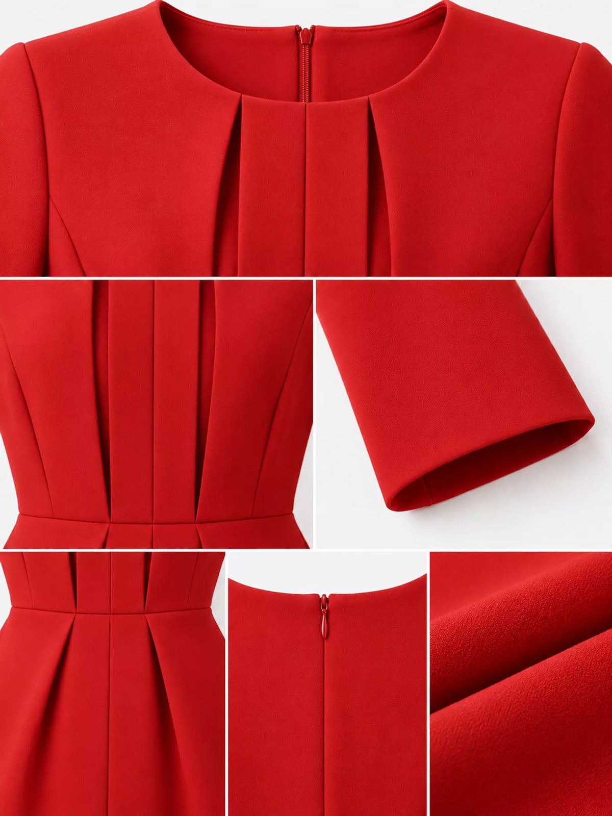 Red long sleeve bodycon dress, detail view