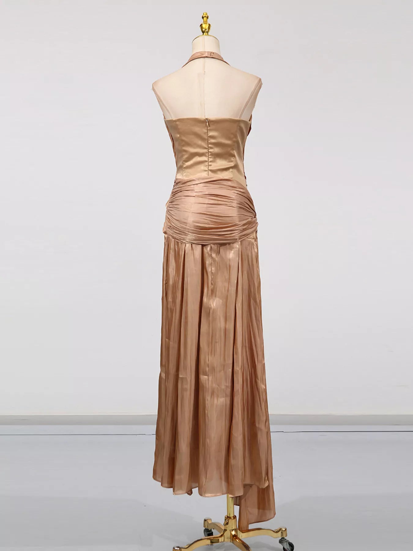 Trendsi Halter Neck Ruched Maxi Dress -