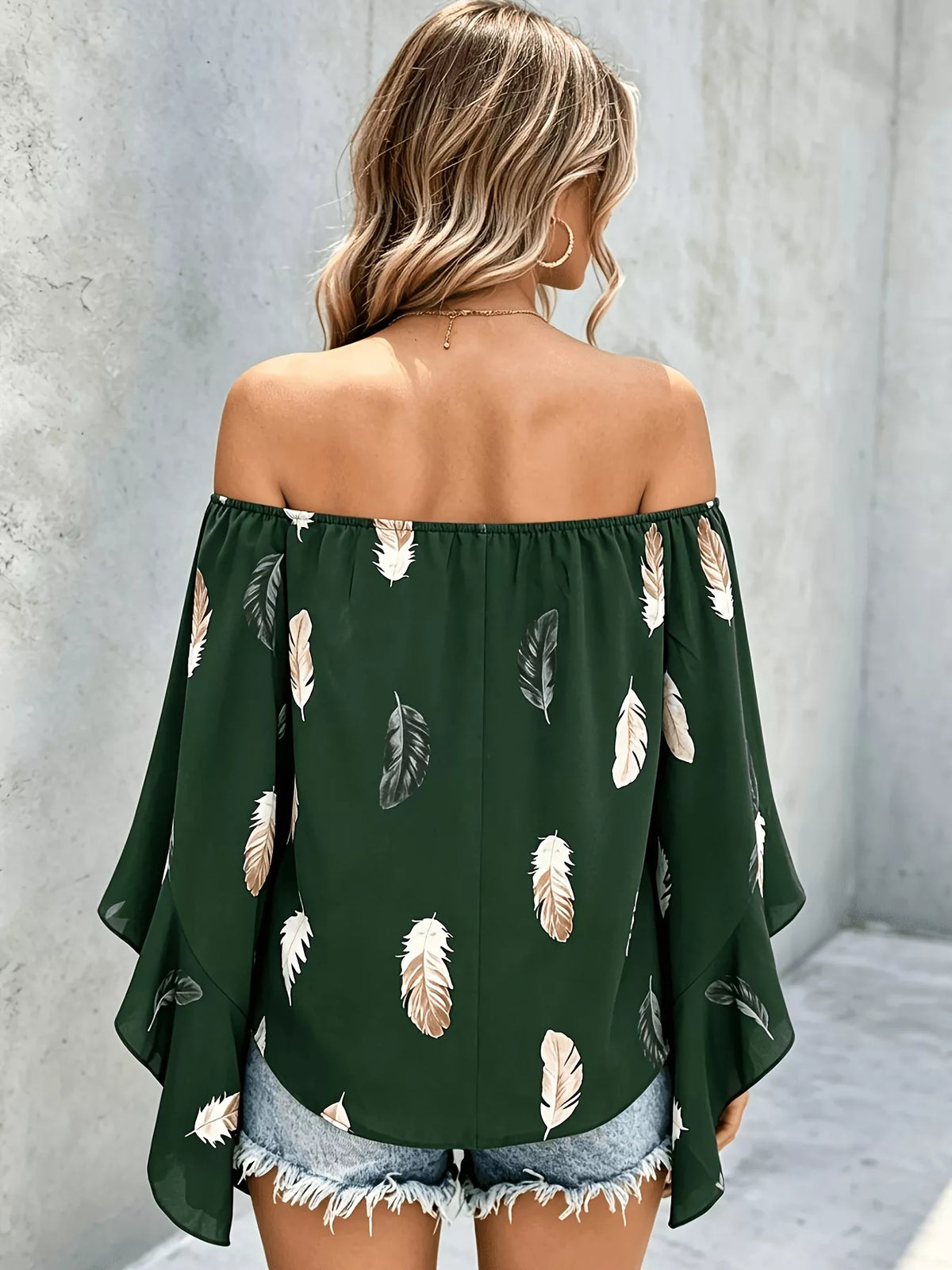 Trendsi Printed Off Shoulder Blouse -