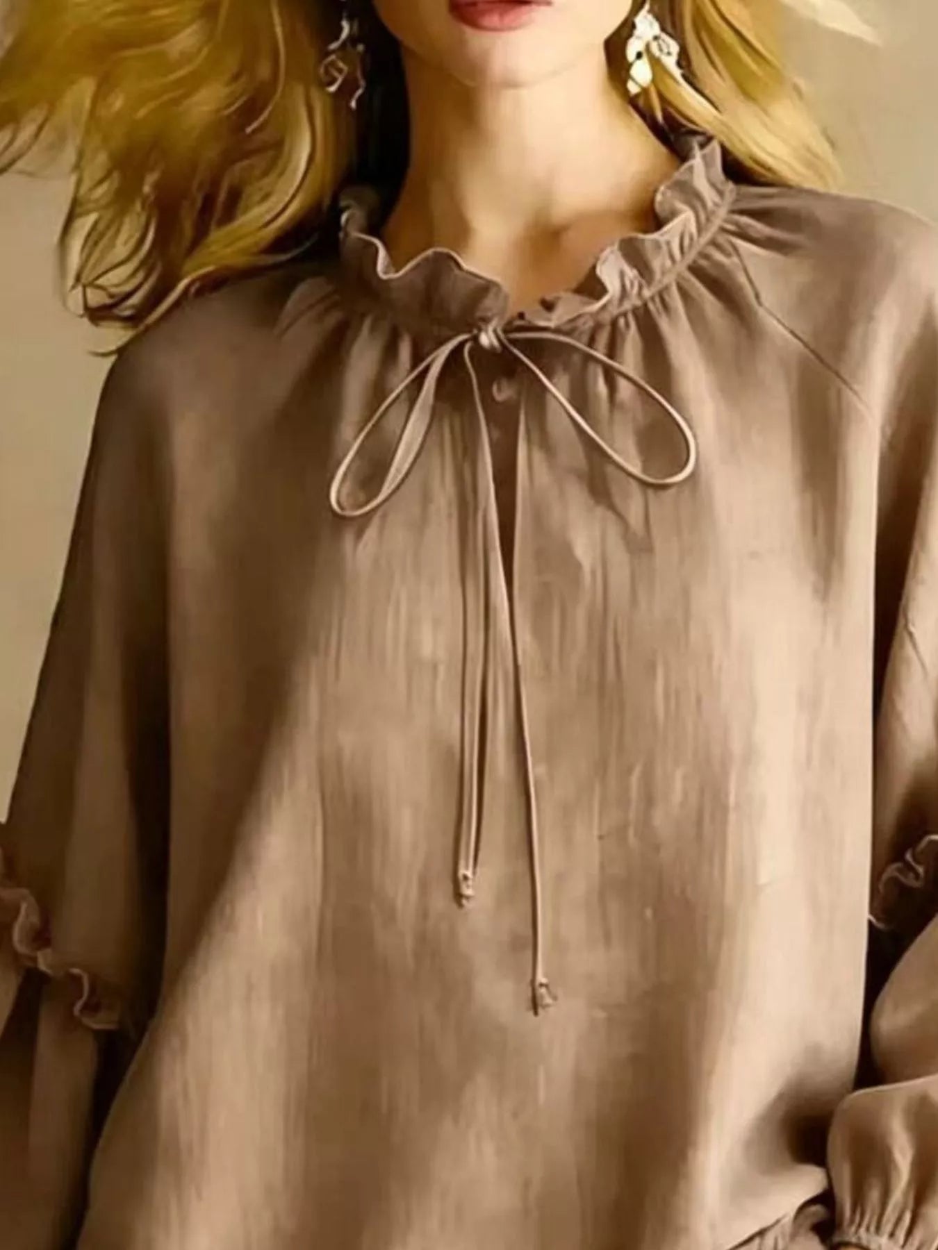 Trendsi Frill Balloon Sleeve Blouse -
