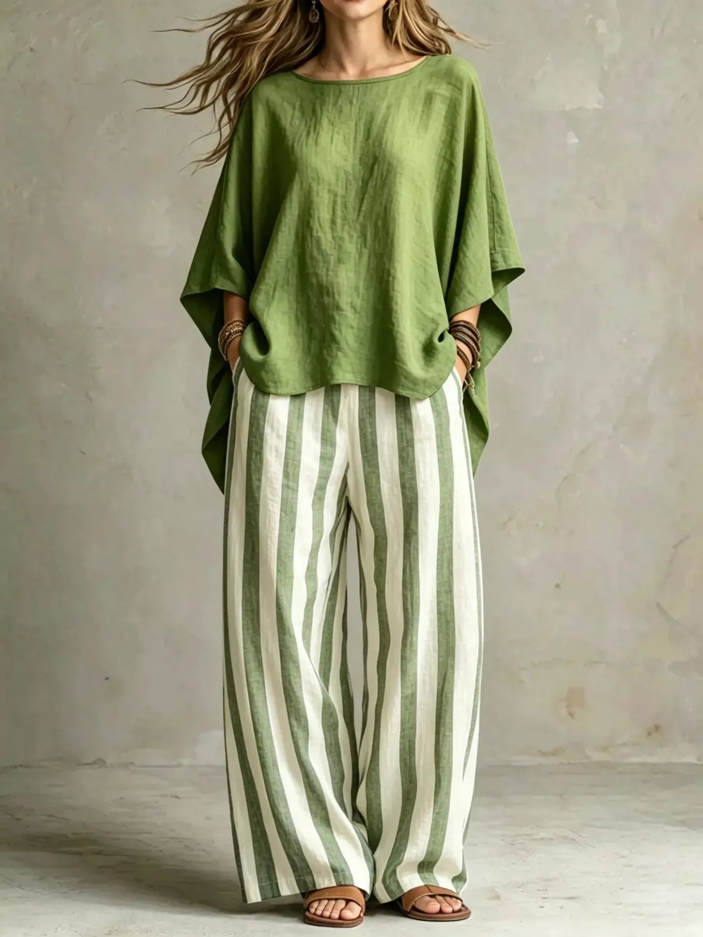 Trendsi Full Size Solid Color Top and Pants Set Plus Size -