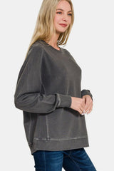 Trendsi Zenana Full Size Pigment Dyed French Terry Sweatshirt -