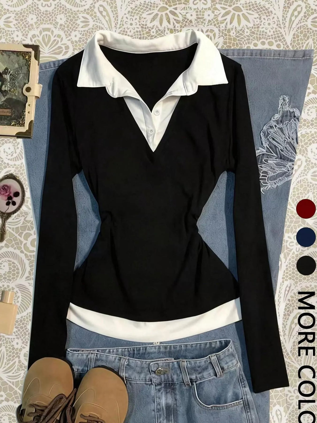Collared long sleeve t-shirt, product view