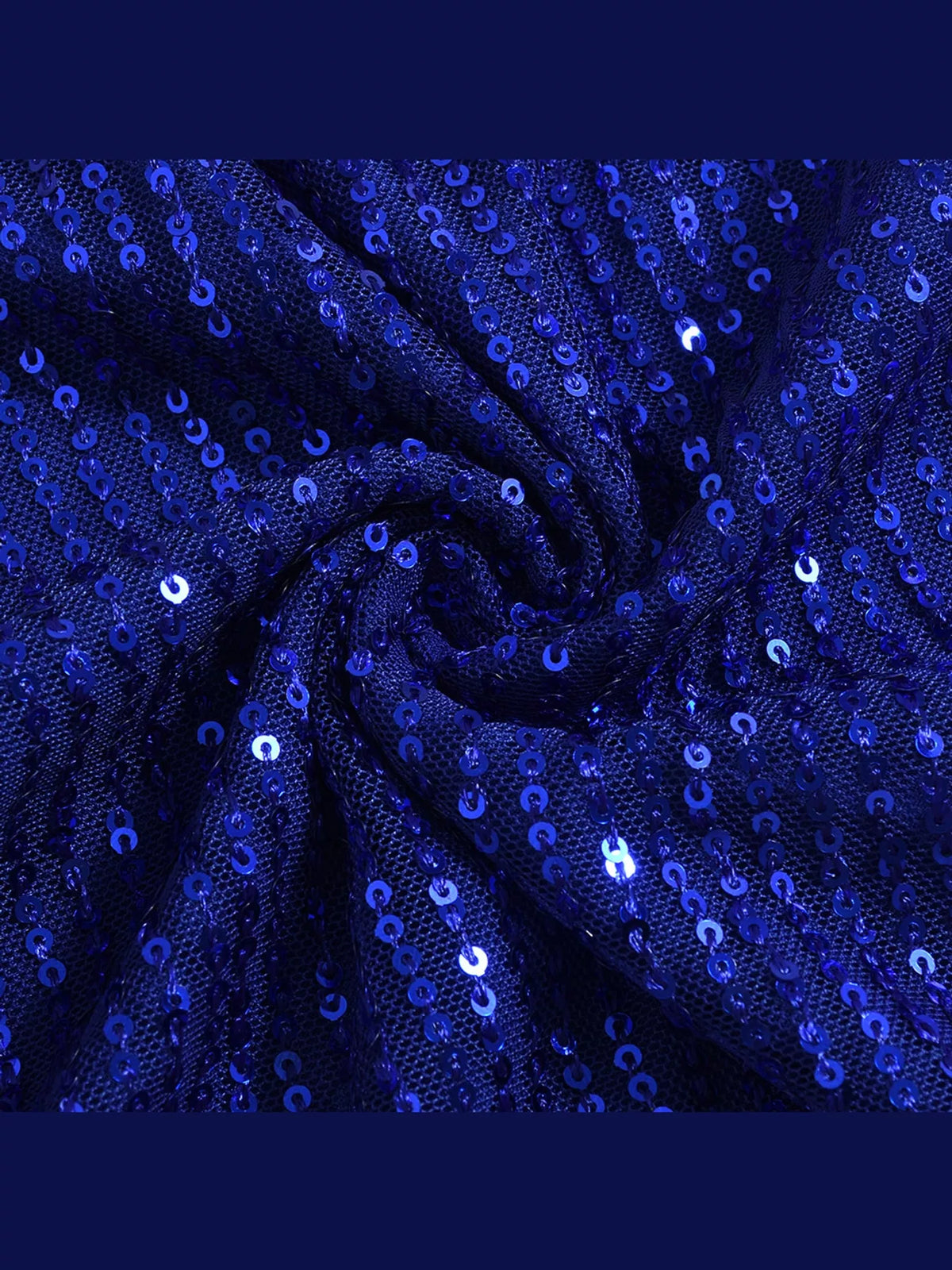 Blue sequin round neck tank, detail view