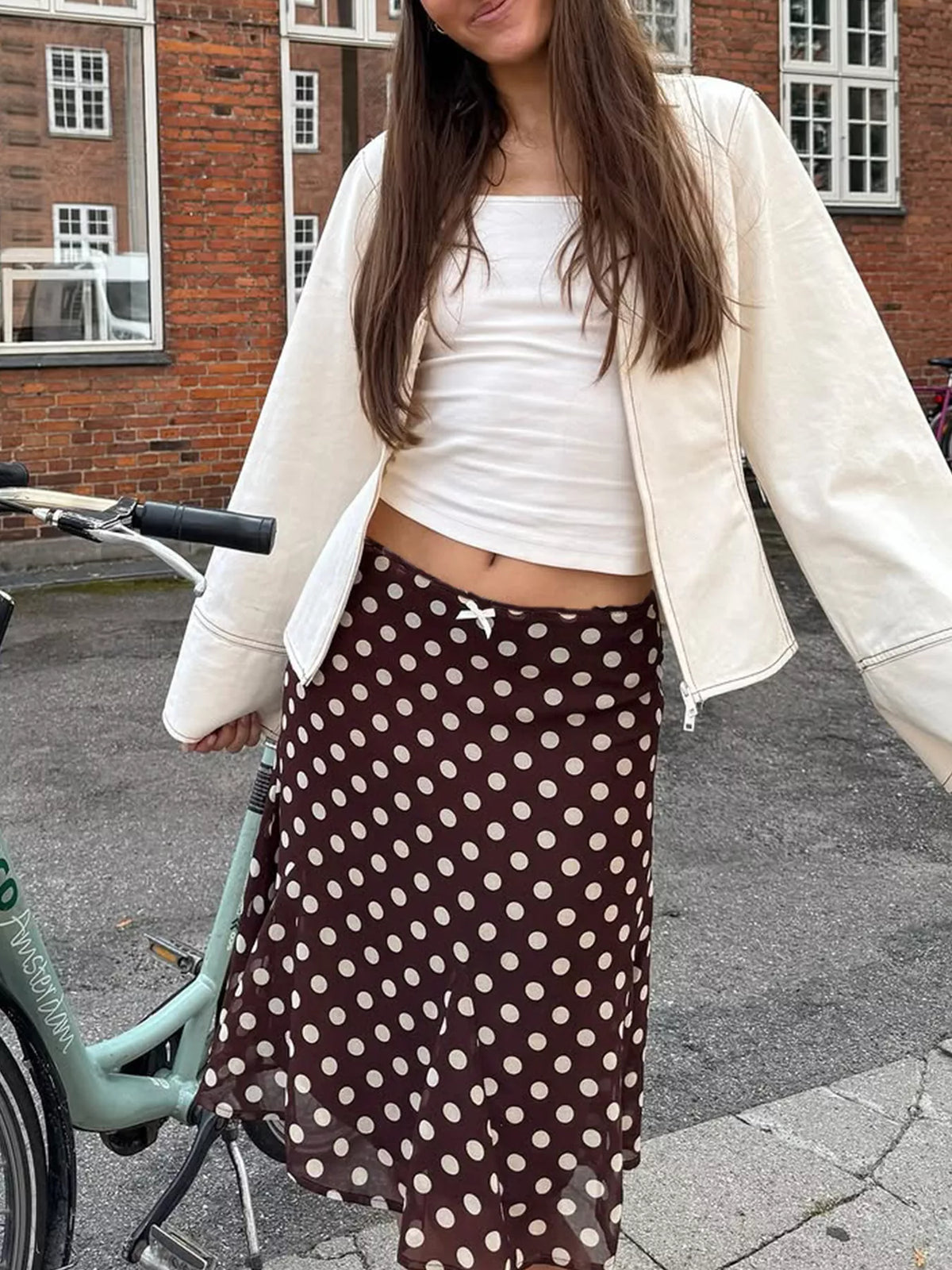 Trendsi Polka Dot Midi Skirt -