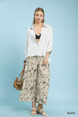 Trendsi Umgee Two Tone Floral Print Pants -