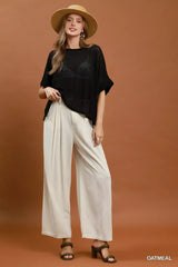 Trendsi Umgee High Waist Linen Blend Wide Leg Trousers - Pants