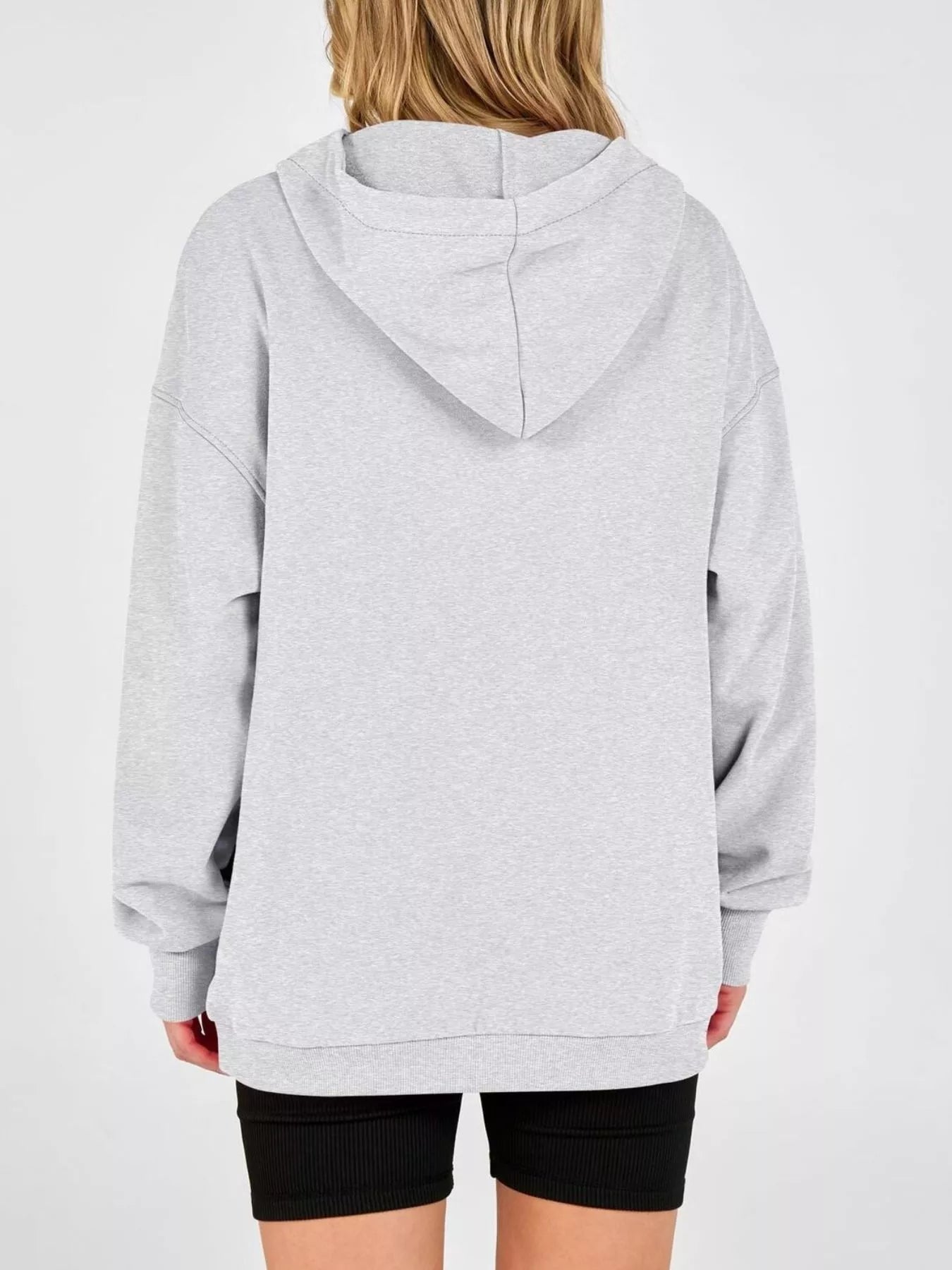 Trendsi Half Snap Dropped Shoulder Hoodie -