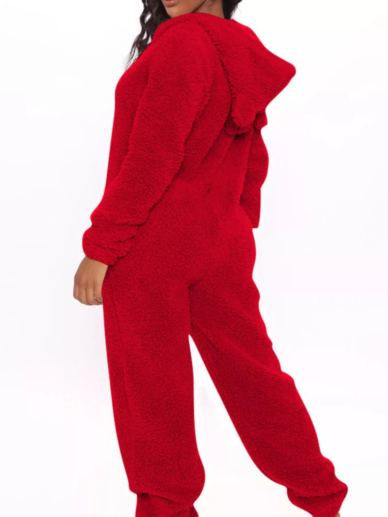 Trendsi Full Size Fleece Zip-Up Hooded Jumpsuit Plus Size -