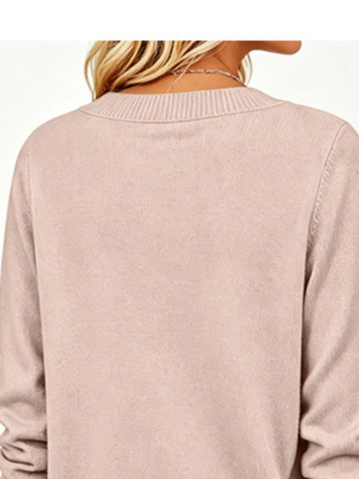 Trendsi V-Neck Long Sleeve Sweater w -