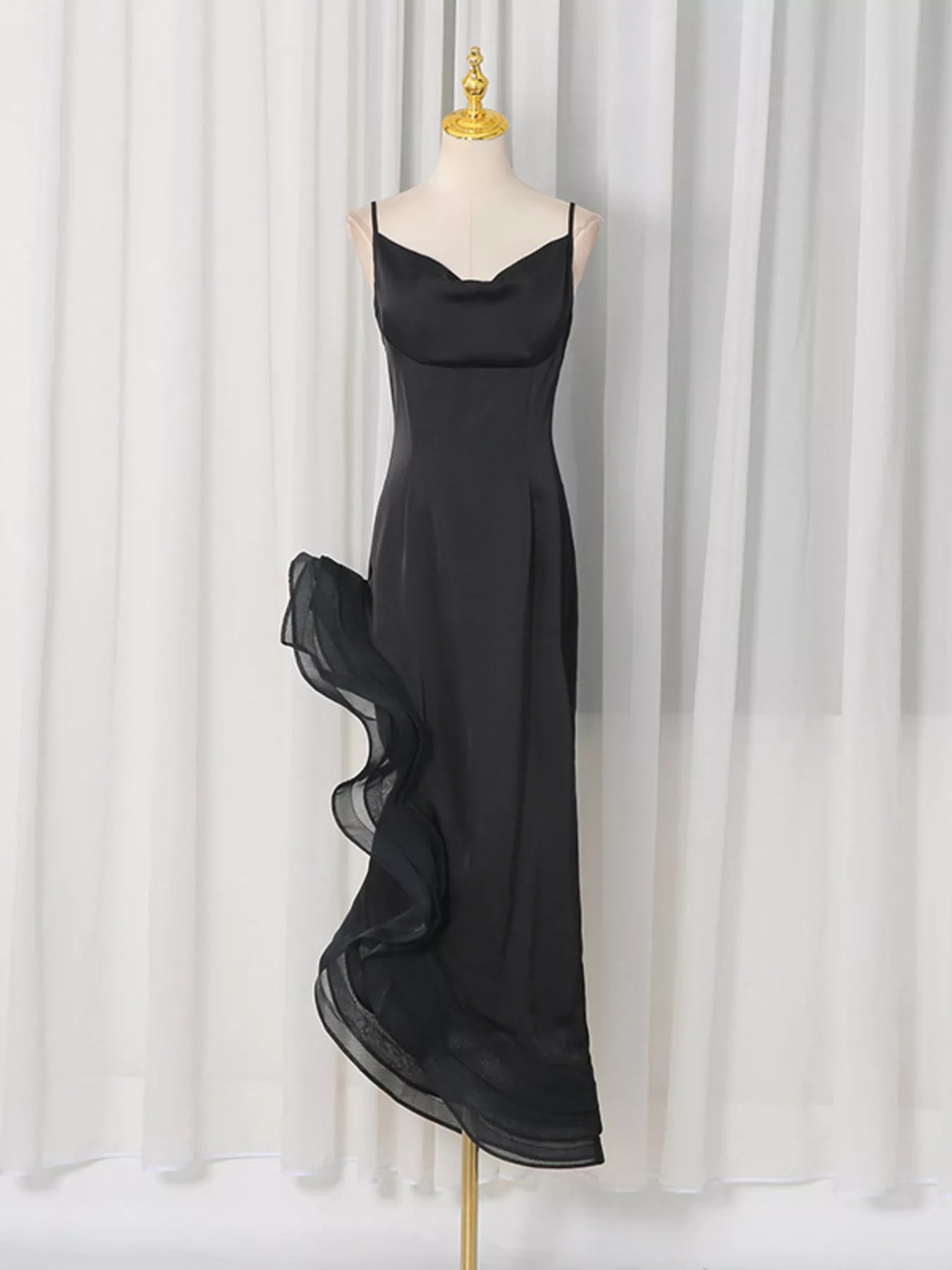 Trendsi Spaghetti Strap Ruffle Slit Maxi Dress -