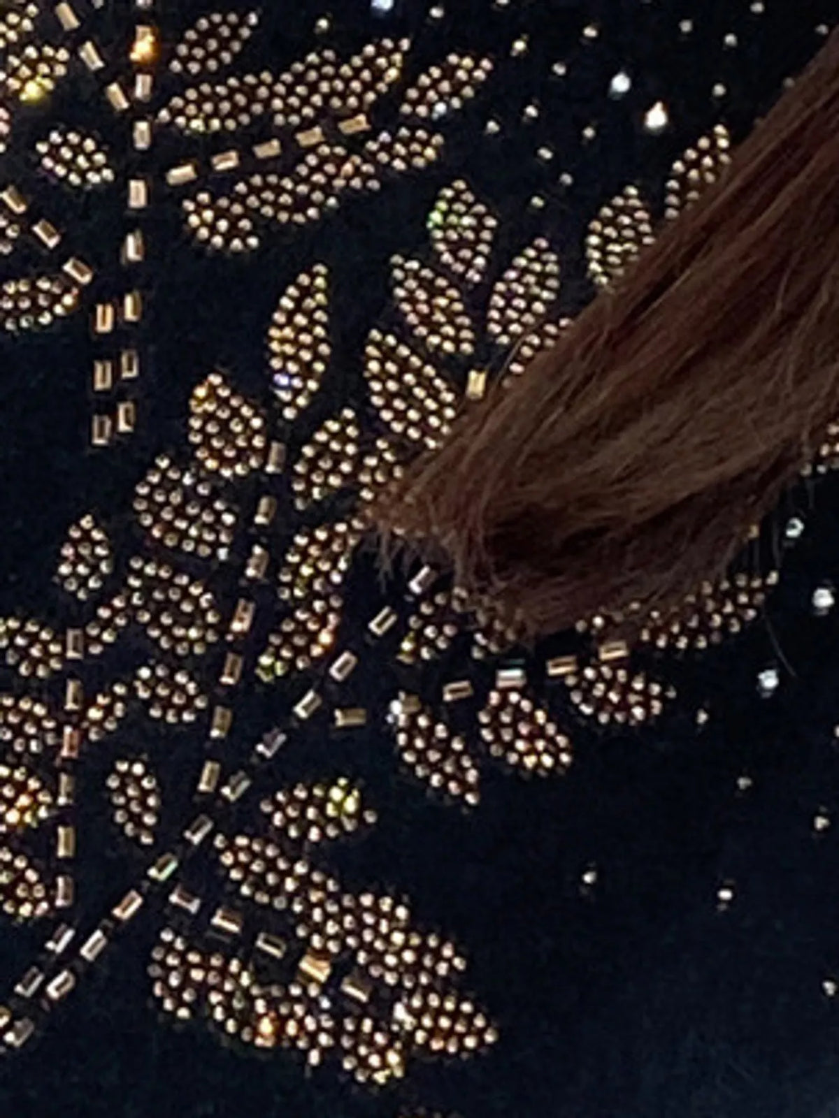 Rhinestone Leaf Mock Neck Sweater — construction details