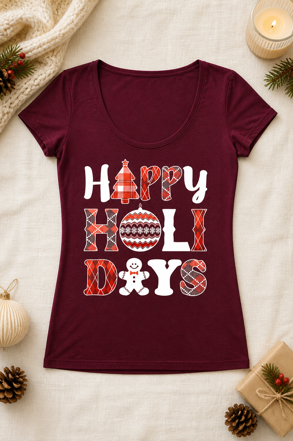 Niobe Clothing Happy Holidays Graphic T-Shirt - T-Shirts holiday