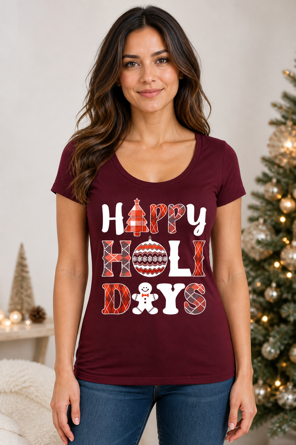 Niobe Clothing Happy Holidays Graphic T-Shirt - T-Shirts holiday