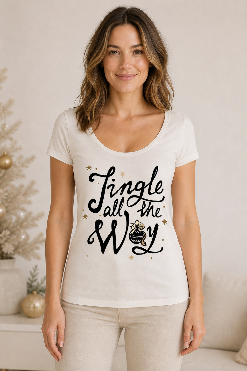 Niobe Clothing Jingle All The Way Christmas Holiday Graphic T-Shirt - T-Shirts holiday