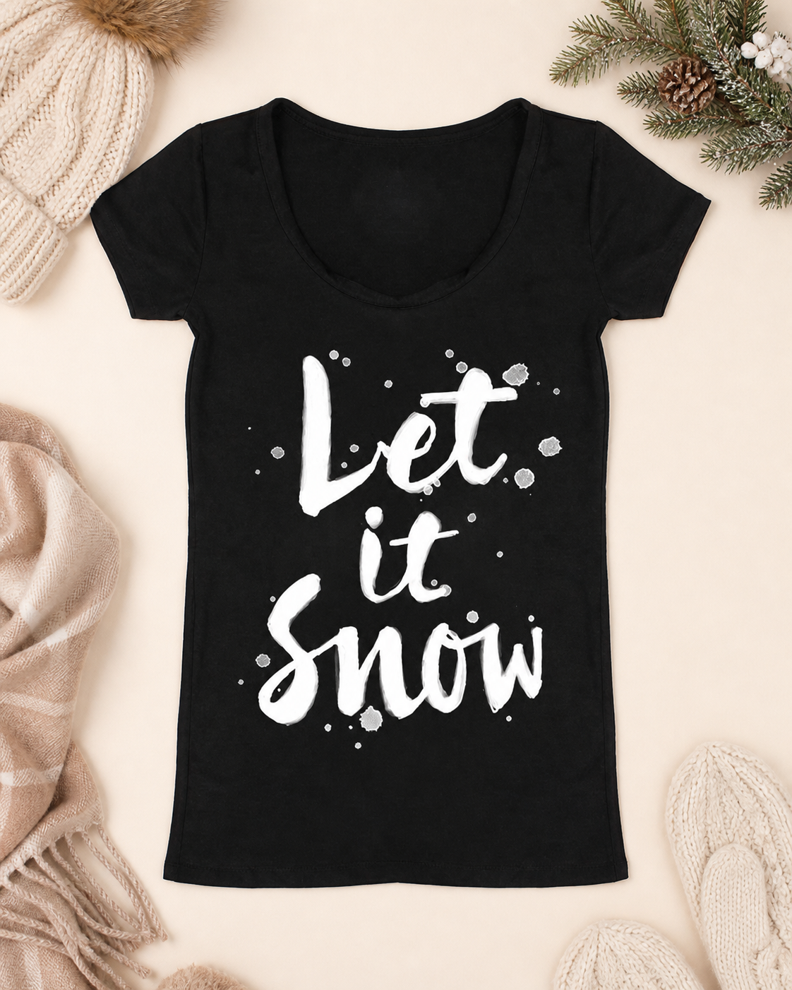 Niobe Clothing Let It Snow Holiday Graphic T-Shirt - T-Shirts holiday