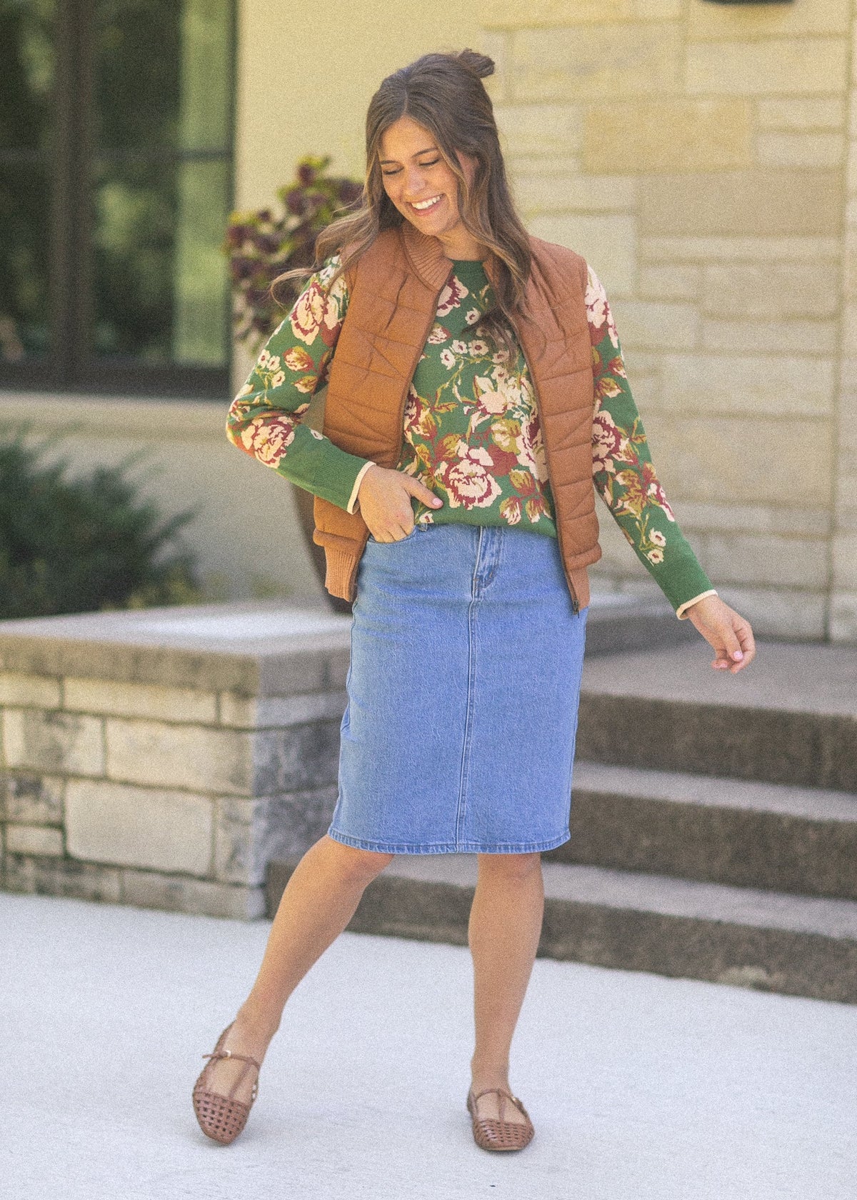Remi Denim Classic Wash Midi Skirt