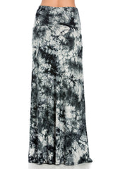 Niobe Clothing Black White Tie Dye Printed Maxi Skirt - Skirts