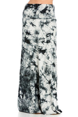 Niobe Clothing Black White Tie Dye Printed Maxi Skirt - Skirts