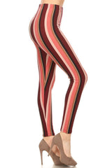 Burgundy Stripes Design Leggings