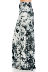 Niobe Clothing Black White Tie Dye Printed Maxi Skirt - Skirts