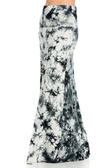 Niobe Clothing Black White Tie Dye Printed Maxi Skirt - Skirts