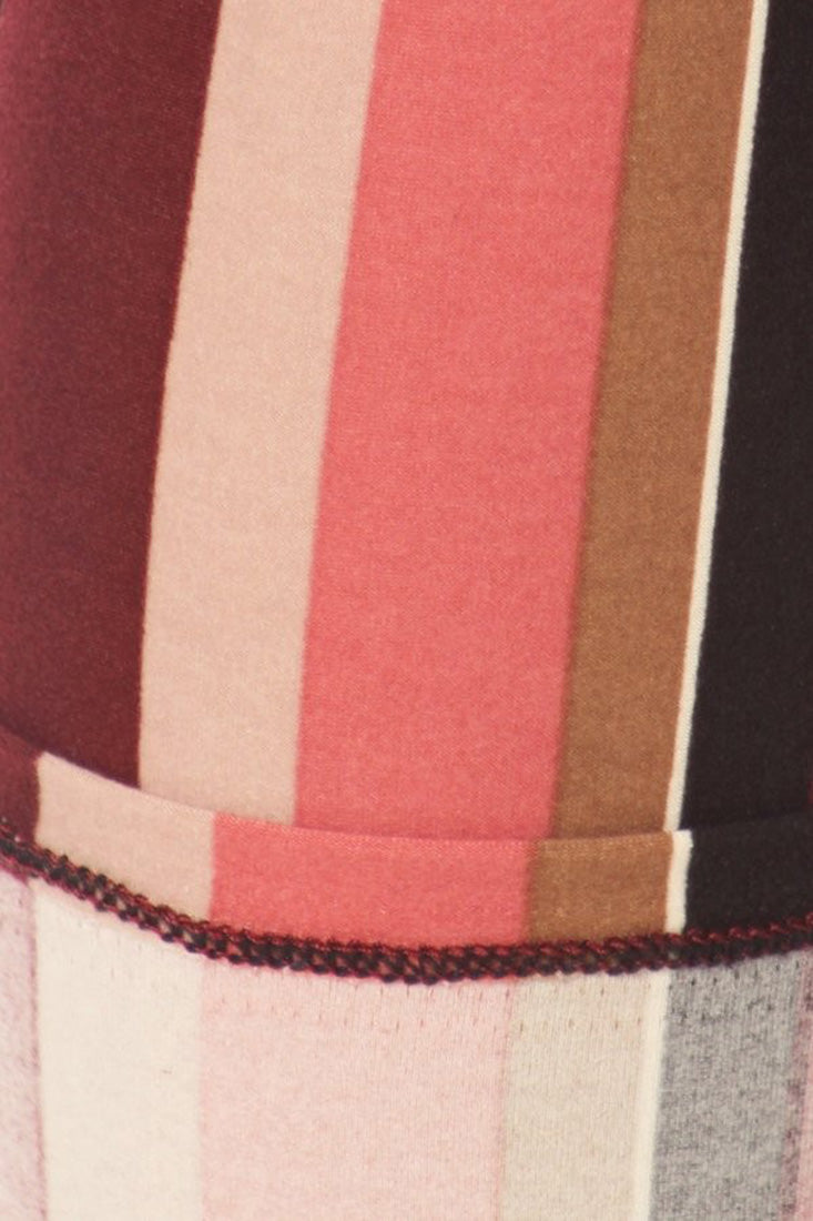 Burgundy Stripes Design Leggings