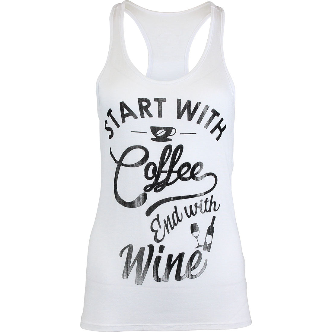 Niobe Clothing Coffee & Wine Racerback Tank Top in White - Tank Tops g_tanktops