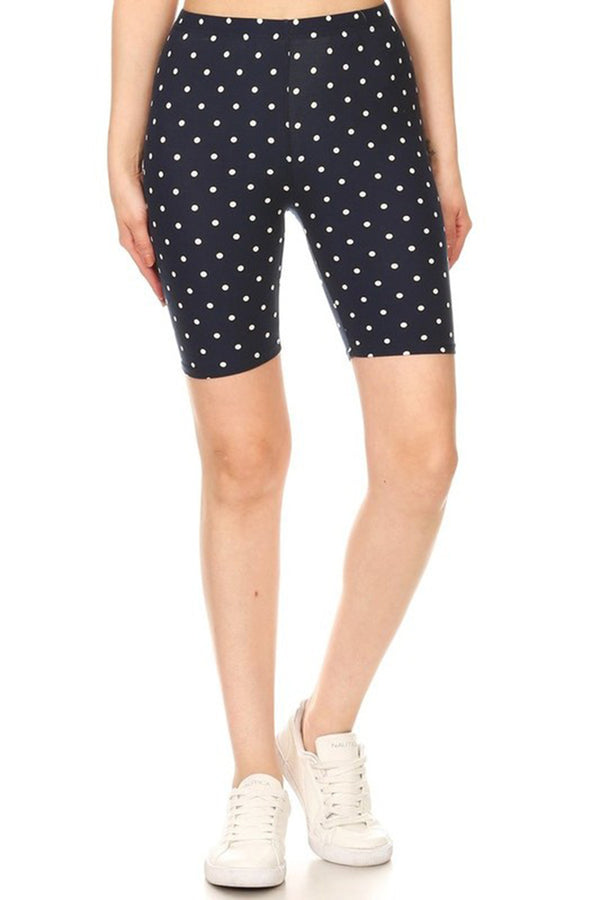 Navy Polka Dot Biker Shorts leggings- Niobe Clothing