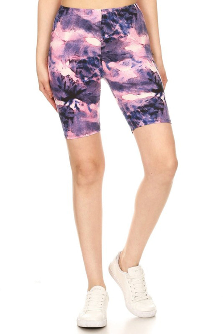 Pink Multi Tie Dye Biker Shorts leggings- Niobe Clothing
