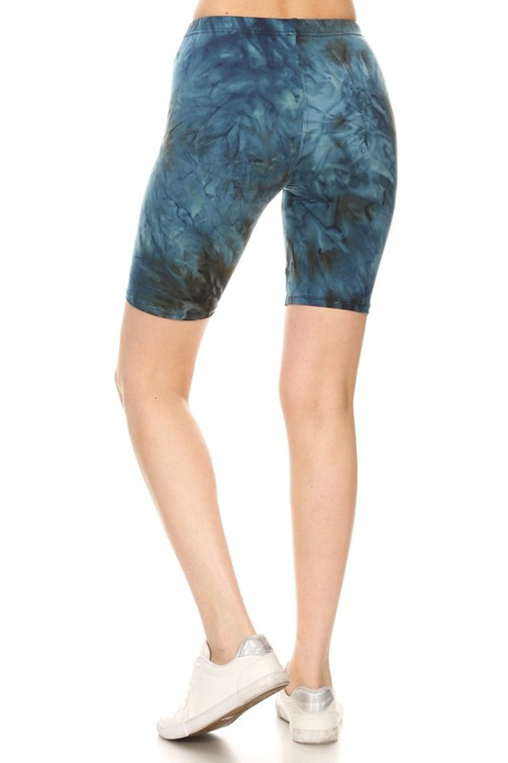 Blue Multi Tie Dye Biker Shorts leggings- Niobe Clothing
