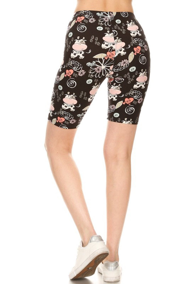 Love It Cow Print Biker Shorts - Legging Shorts p_bikershorts
