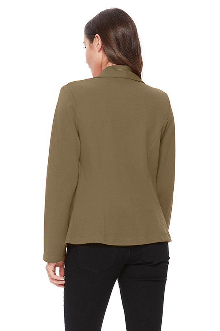 Zenana Lightweight Casual Open Front Blazer - Pea Coats sb_outerwear