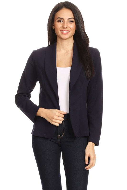 Zenana Lightweight Casual Open Front Blazer - Pea Coats sb_outerwear