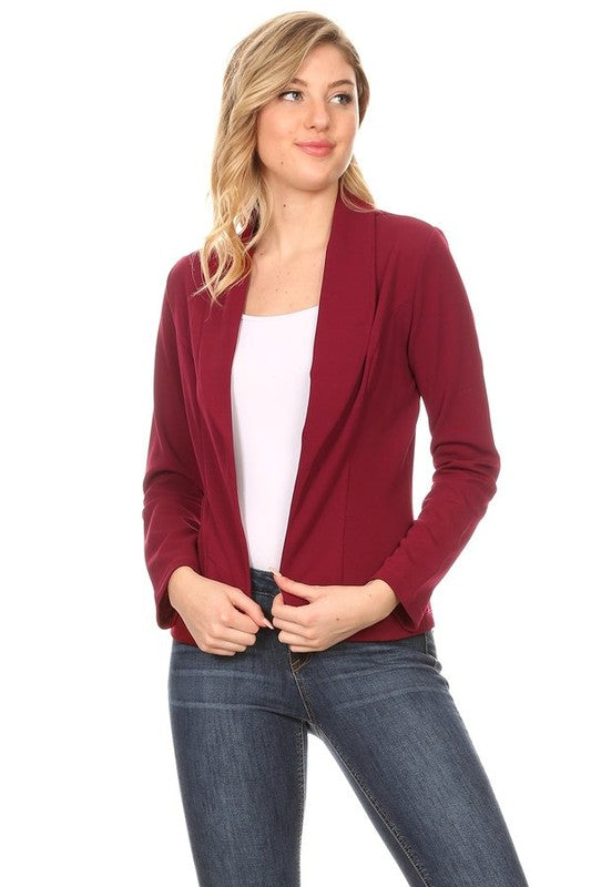 Zenana Lightweight Casual Open Front Blazer - Pea Coats sb_outerwear