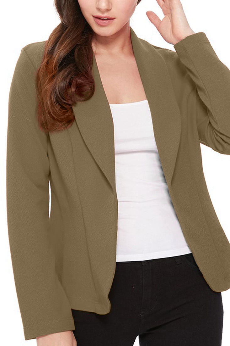Zenana Lightweight Casual Open Front Blazer - Pea Coats sb_outerwear