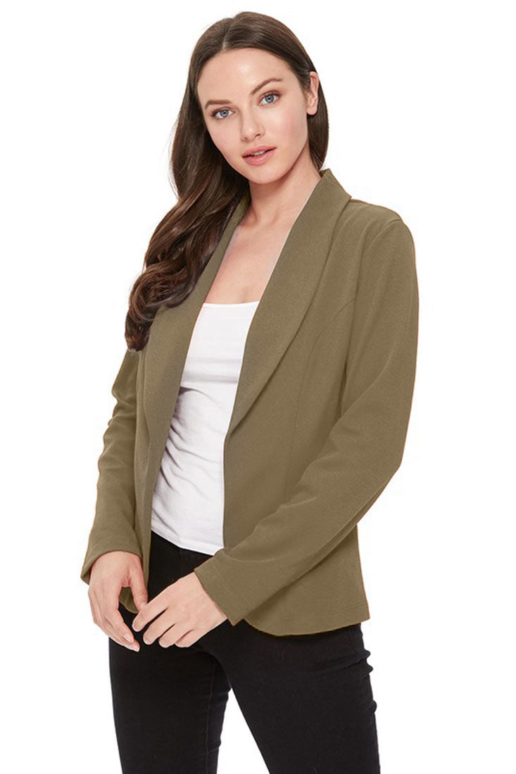 Zenana Lightweight Casual Open Front Blazer - Pea Coats sb_outerwear