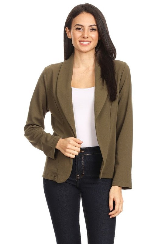 Zenana Lightweight Casual Open Front Blazer - Pea Coats sb_outerwear