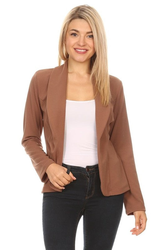 Zenana Lightweight Casual Open Front Blazer - Pea Coats sb_outerwear