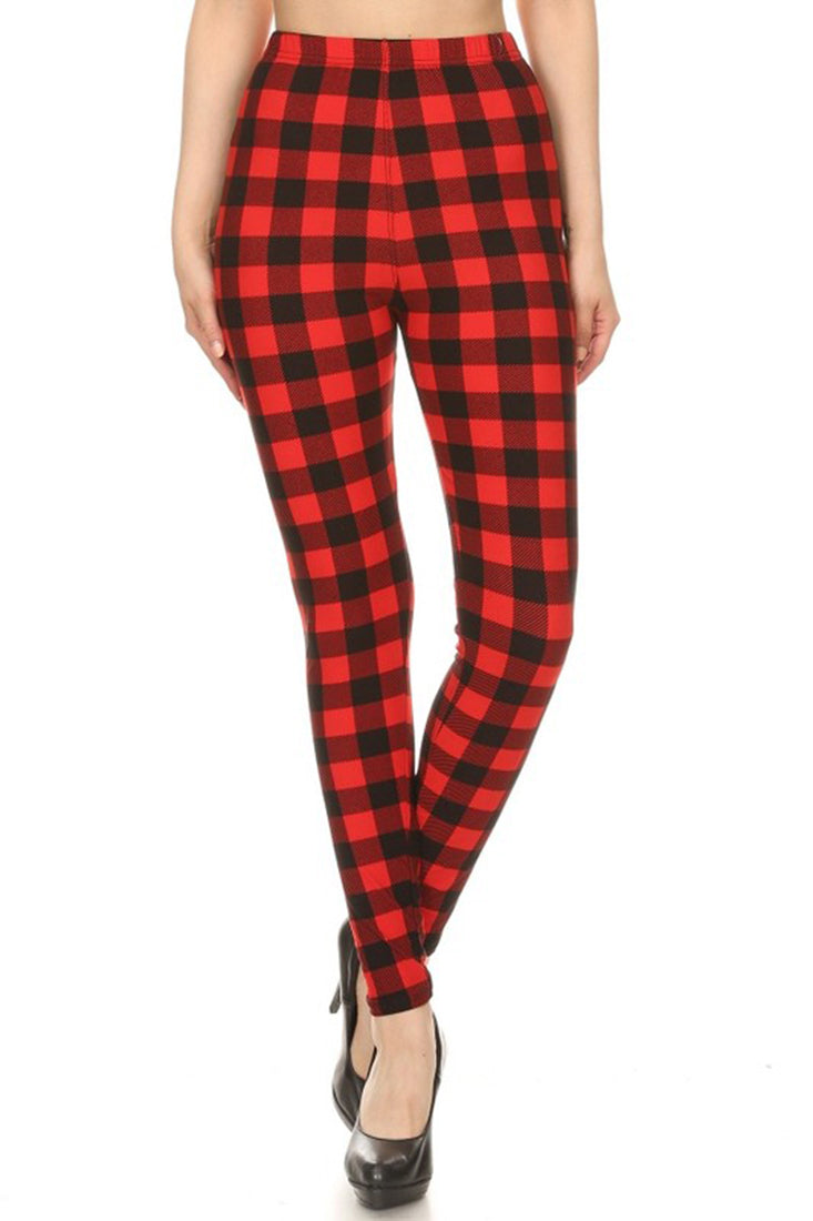 Niobe Clothing Gingham Red Plaid Leggings - Leggings p_leggings
