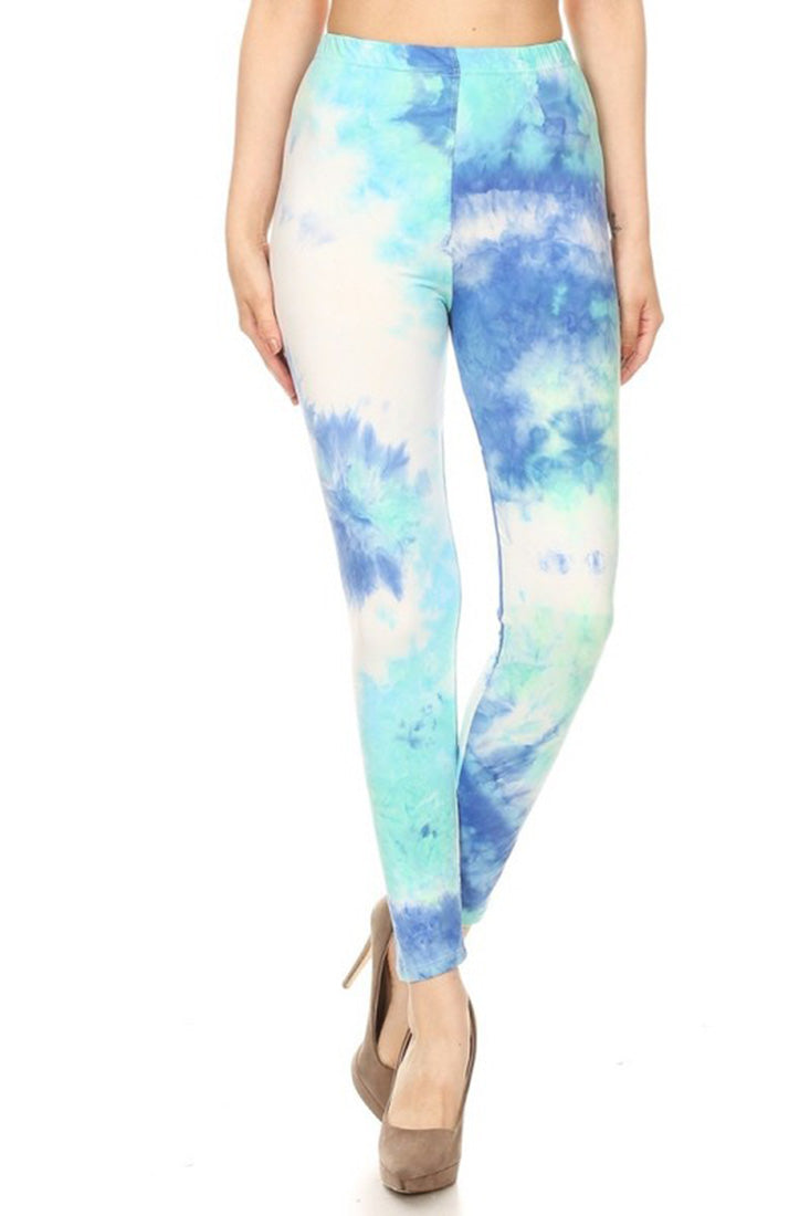 Niobe Clothing Light Blue Tie Dye Leggings - Leggings p_leggings